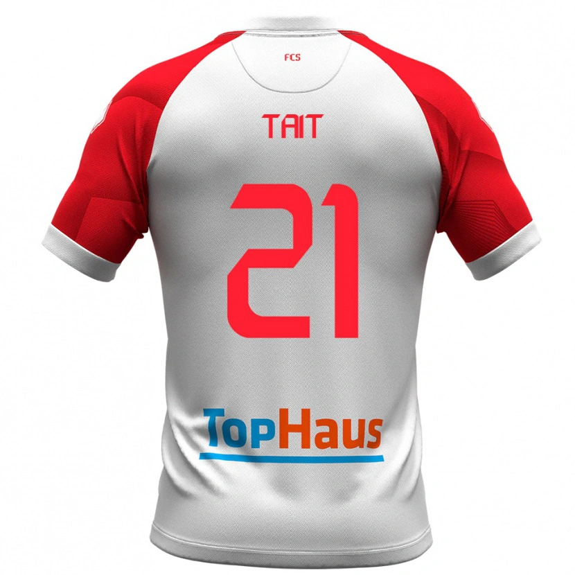 Danxen Dames Fabian Tait #21 Wit Rood Thuisshirt Thuistenue 2025/26 T-Shirt België