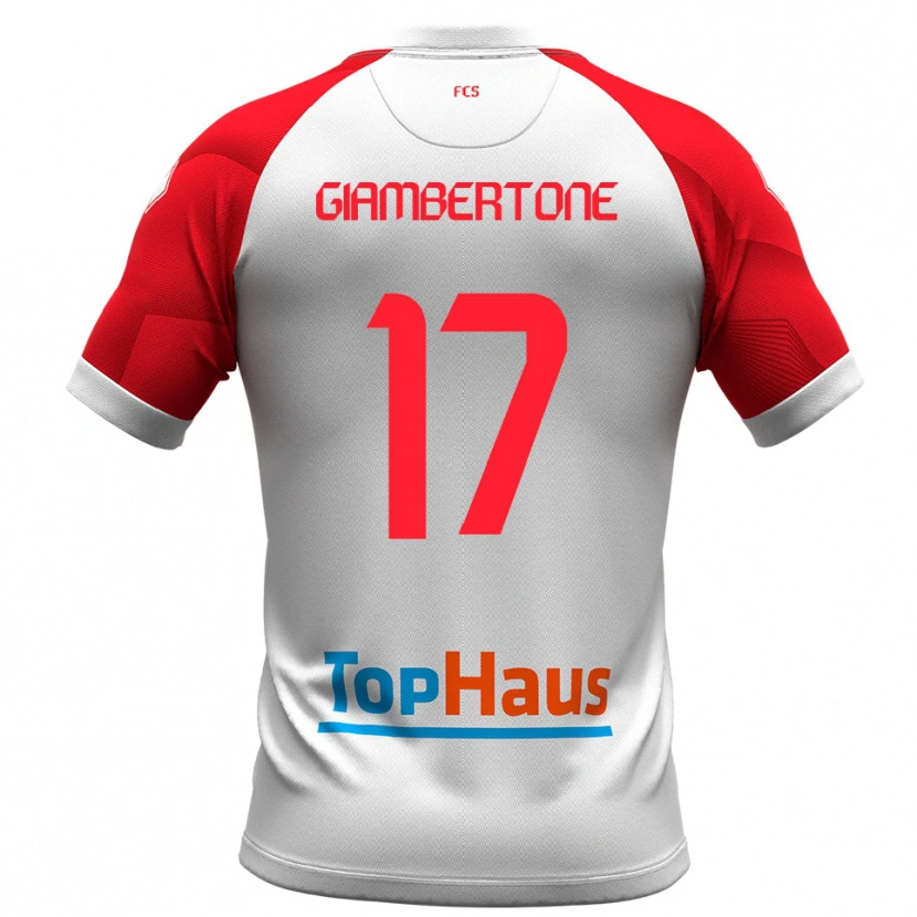 Danxen Dames Fabio Giambertone #17 Wit Rood Thuisshirt Thuistenue 2025/26 T-Shirt België