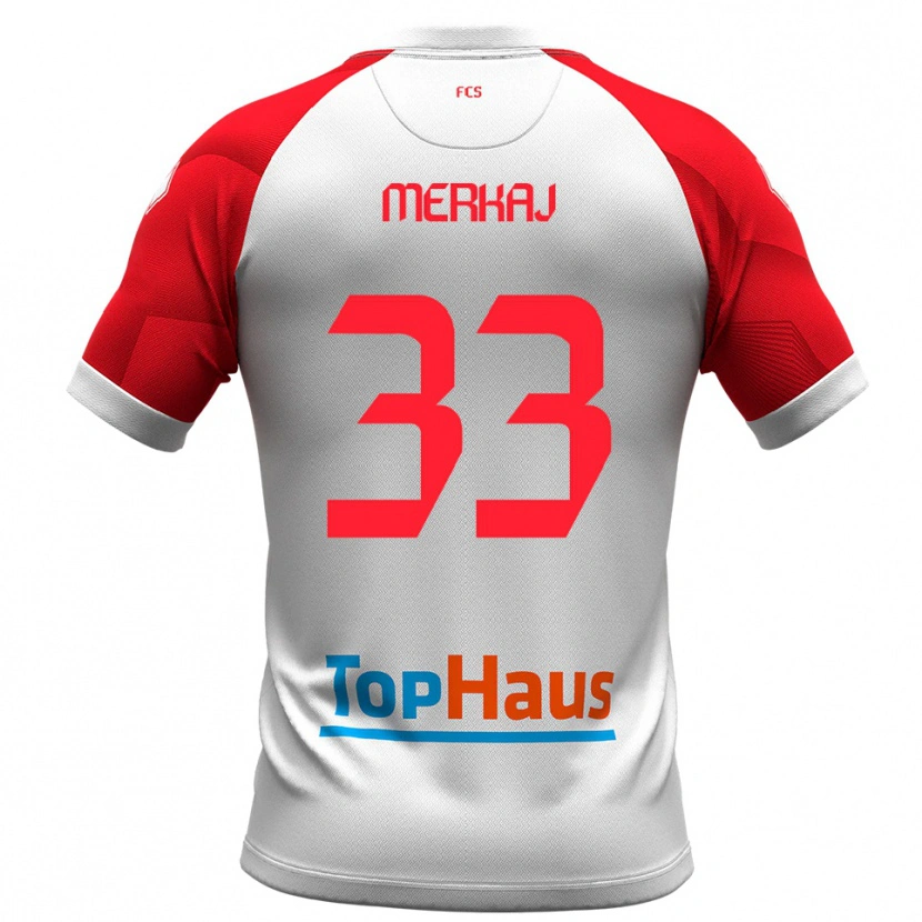 Danxen Dames Silvio Merkaj #33 Wit Rood Thuisshirt Thuistenue 2025/26 T-Shirt België