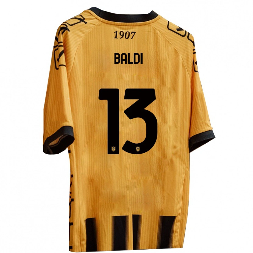 Danxen Dames Matteo Baldi #13 Geel Zwart Thuisshirt Thuistenue 2025/26 T-Shirt België
