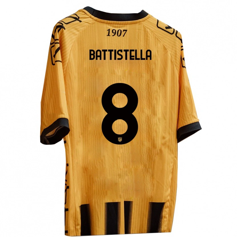 Danxen Dames Thomas Battistella #8 Geel Zwart Thuisshirt Thuistenue 2025/26 T-Shirt België