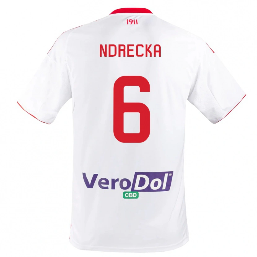 Danxen Dames Eros Ndrecka #6 Wit Rood Thuisshirt Thuistenue 2025/26 T-Shirt België