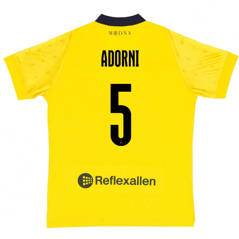 Danxen Dames Davide Adorni #5 Geel Donkerblauw Thuisshirt Thuistenue 2025/26 T-Shirt België