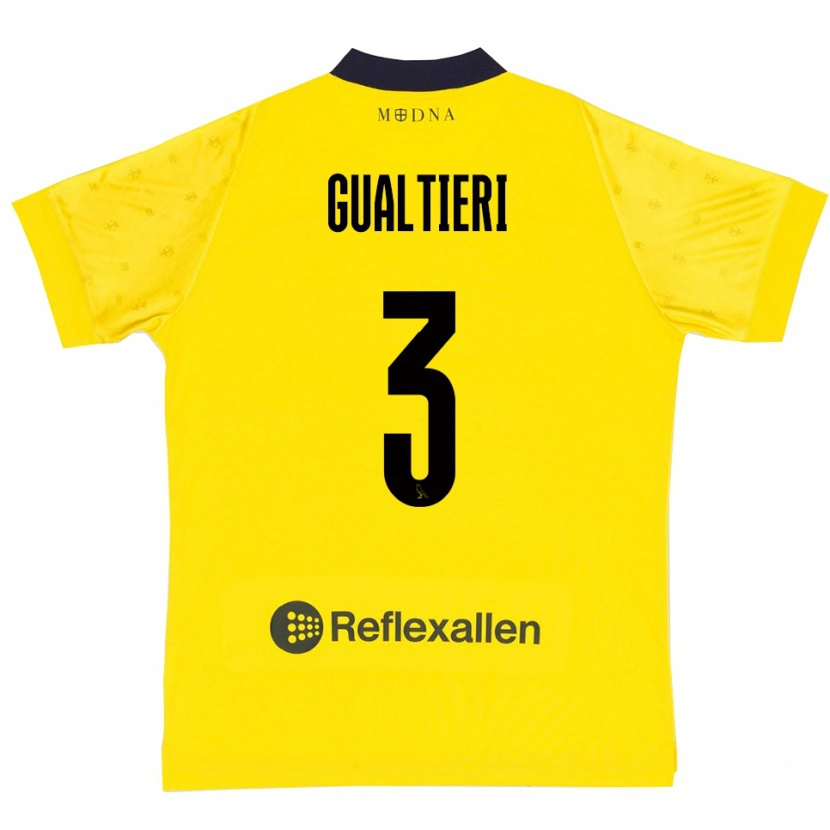 Danxen Dames Stefano Gualtieri #3 Geel Donkerblauw Thuisshirt Thuistenue 2025/26 T-Shirt België