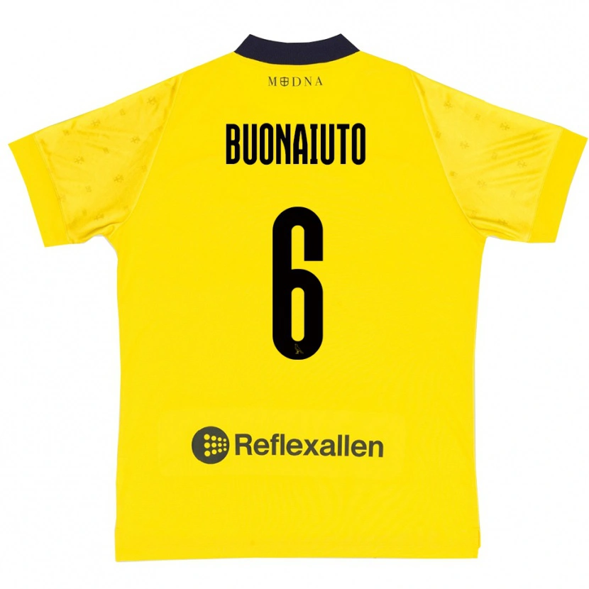 Danxen Dames Alessandro Buonaiuto #6 Geel Donkerblauw Thuisshirt Thuistenue 2025/26 T-Shirt België
