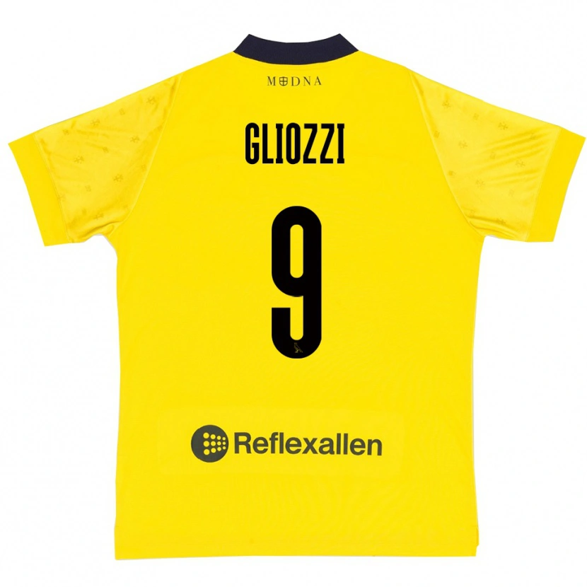 Danxen Dames Ettore Gliozzi #9 Geel Donkerblauw Thuisshirt Thuistenue 2025/26 T-Shirt België