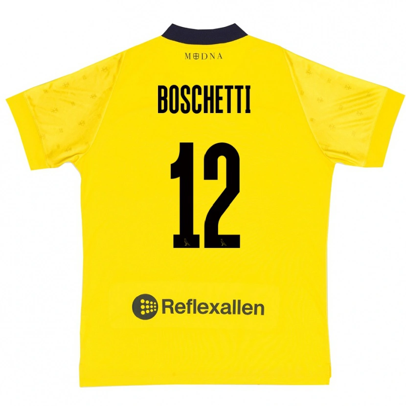 Danxen Dames Matteo Boschetti #12 Geel Donkerblauw Thuisshirt Thuistenue 2025/26 T-Shirt België