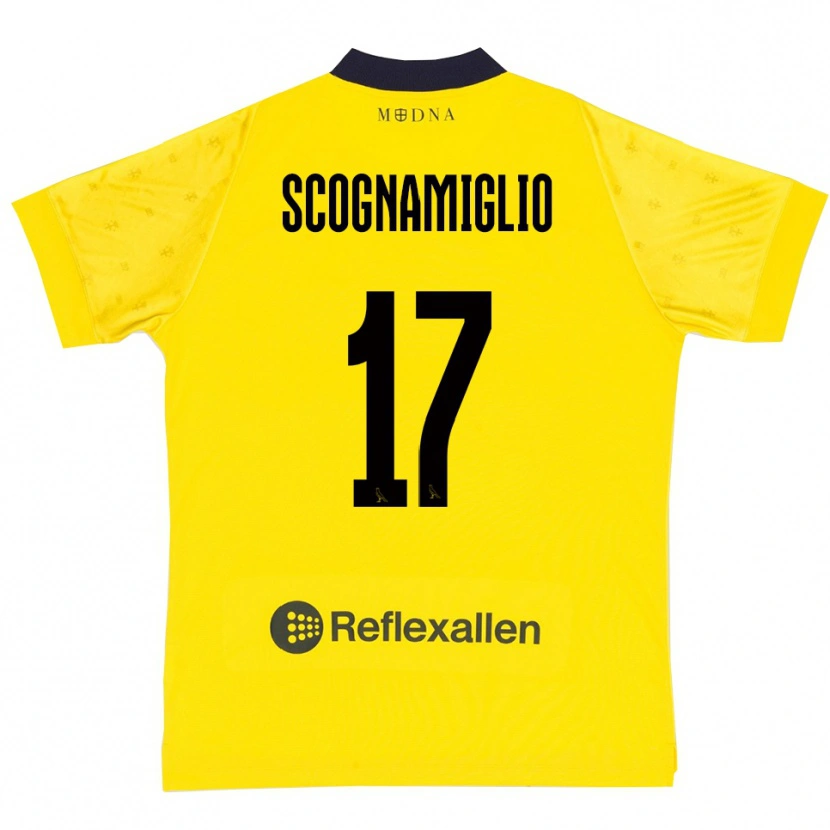 Danxen Dames Giuseppe Scognamiglio #17 Geel Donkerblauw Thuisshirt Thuistenue 2025/26 T-Shirt België