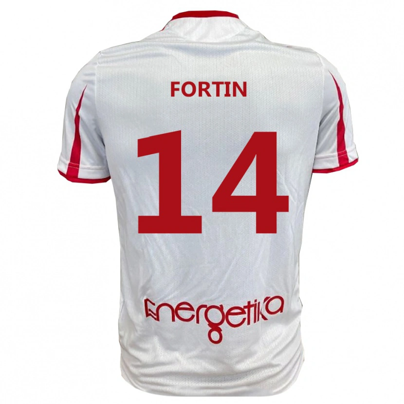 Danxen Dames Mattia Fortin #14 Wit Rood Thuisshirt Thuistenue 2025/26 T-Shirt België