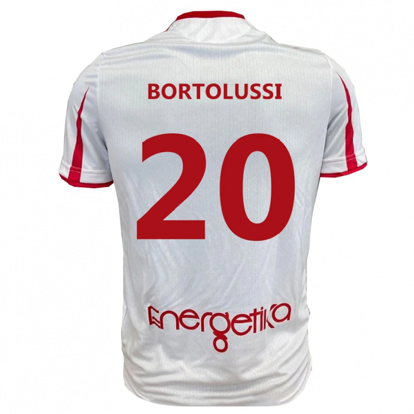 Danxen Dames Mattia Bortolussi #20 Wit Rood Thuisshirt Thuistenue 2025/26 T-Shirt België