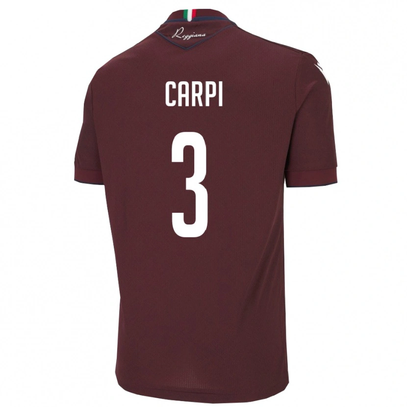 Danxen Dames Filippo Carpi #3 Bourgondië Wit Thuisshirt Thuistenue 2025/26 T-Shirt België