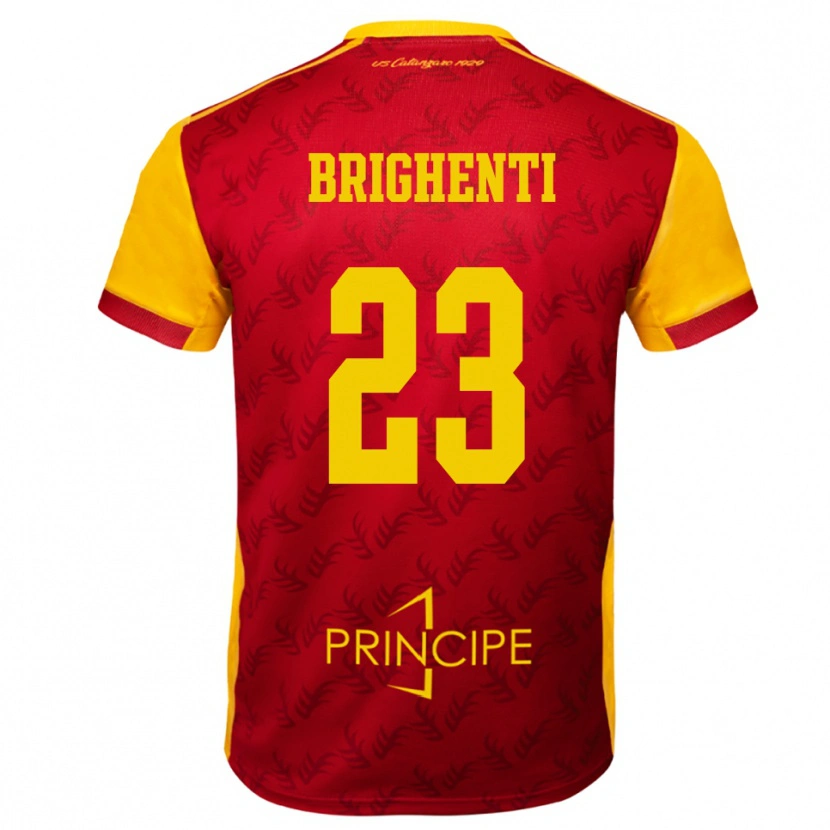 Danxen Dames Nicolò Brighenti #23 Geel Rood Thuisshirt Thuistenue 2025/26 T-Shirt België