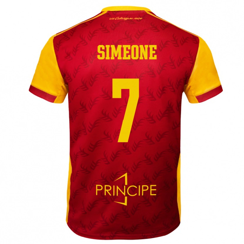 Danxen Dames Mattia Simeone #7 Geel Rood Thuisshirt Thuistenue 2025/26 T-Shirt België