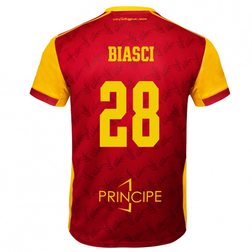 Danxen Dames Tommaso Biasci #28 Geel Rood Thuisshirt Thuistenue 2025/26 T-Shirt België