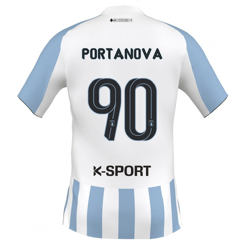 Danxen Dames Denis Portanova #90 Wit Hemelsblauw Thuisshirt Thuistenue 2025/26 T-Shirt België