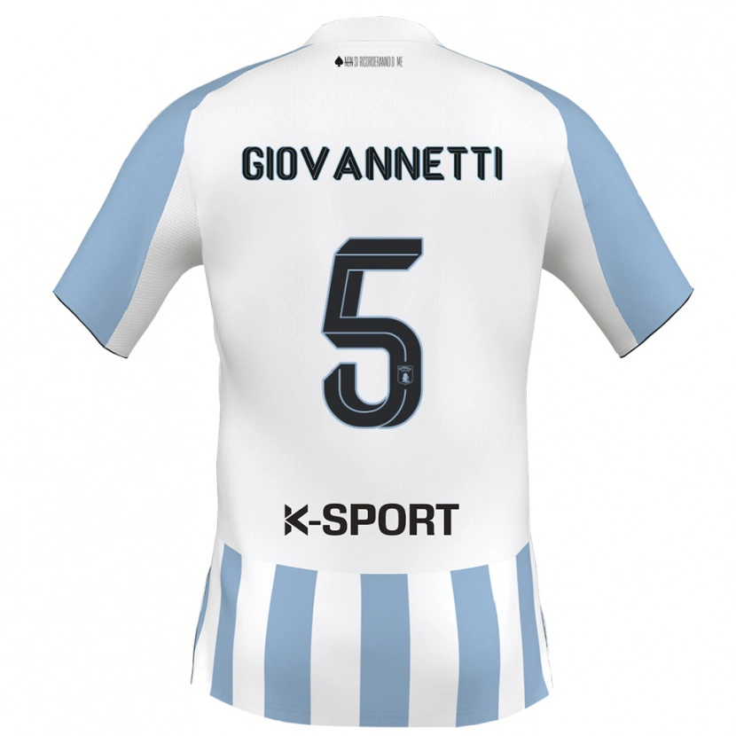 Danxen Dames Elia Giovannetti #5 Wit Hemelsblauw Thuisshirt Thuistenue 2025/26 T-Shirt België