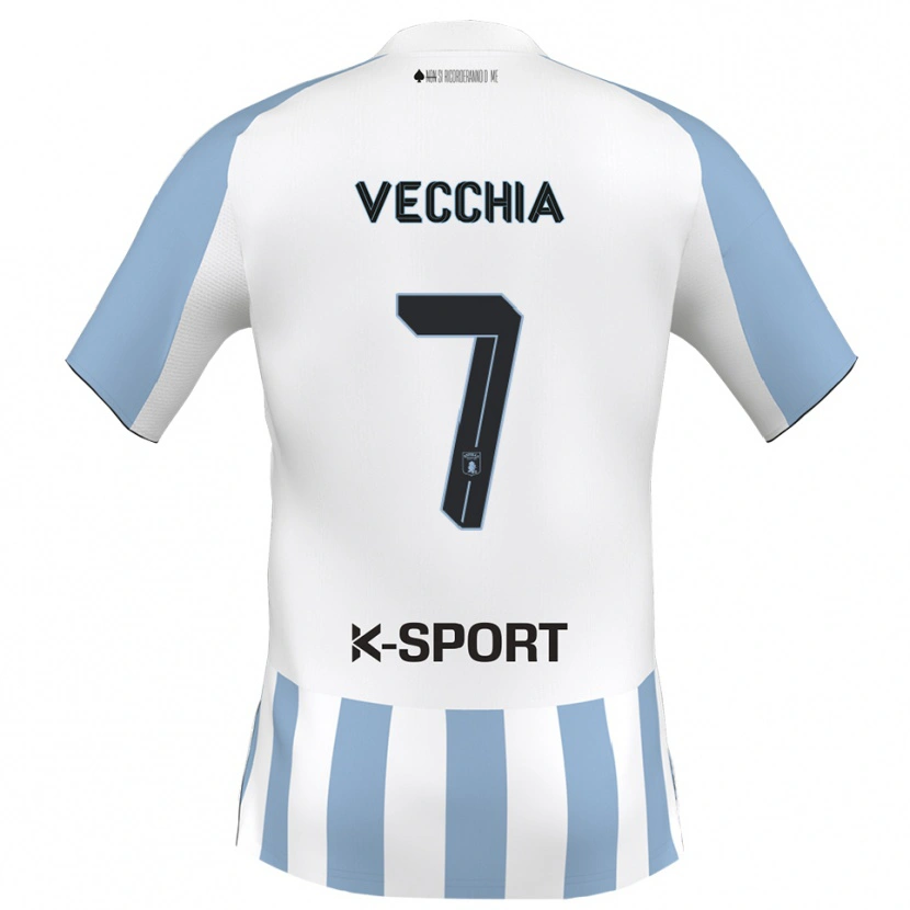 Danxen Dames Marco Dalla Vecchia #7 Wit Hemelsblauw Thuisshirt Thuistenue 2025/26 T-Shirt België