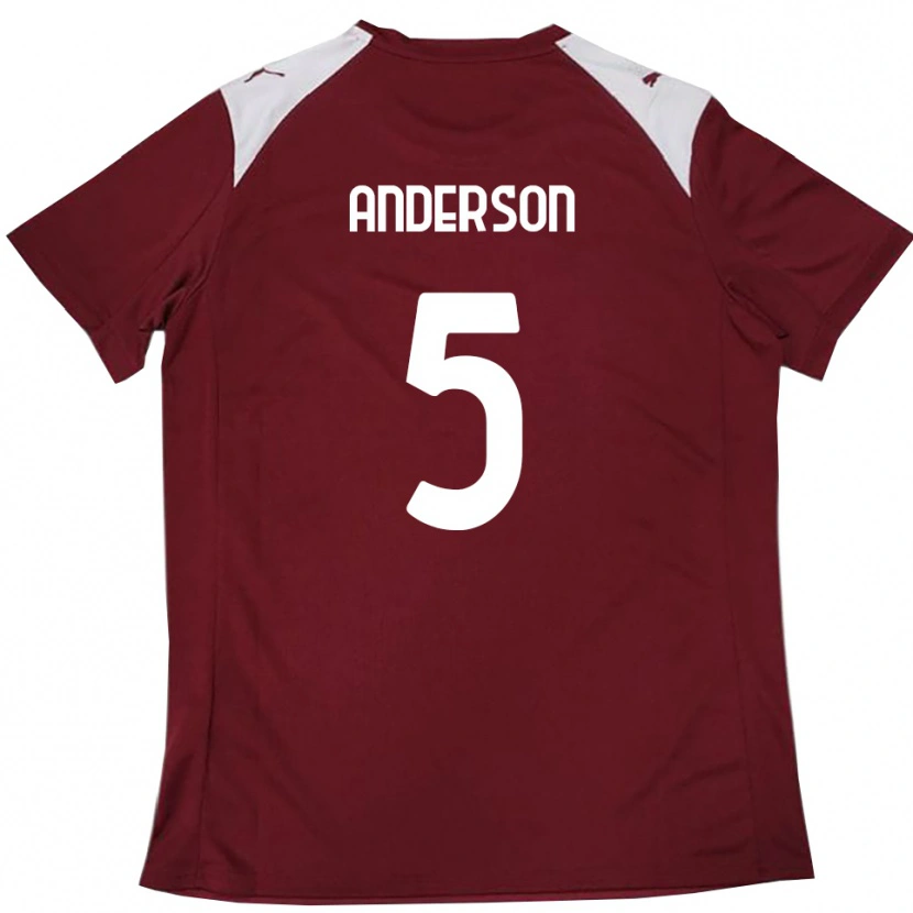 Danxen Dames Marcus Anderson #5 Bourgondië Wit Thuisshirt Thuistenue 2025/26 T-Shirt België