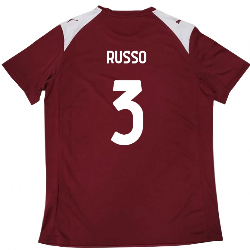 Danxen Dames Mattia Russo #3 Bourgondië Wit Thuisshirt Thuistenue 2025/26 T-Shirt België