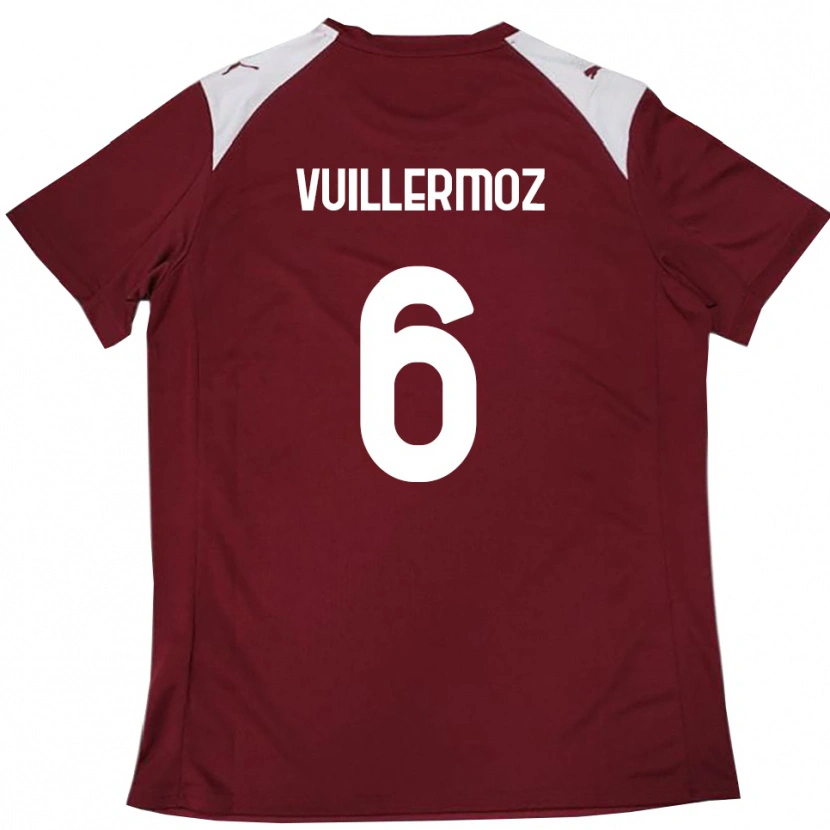 Danxen Dames Joshua Vuillermoz #6 Bourgondië Wit Thuisshirt Thuistenue 2025/26 T-Shirt België