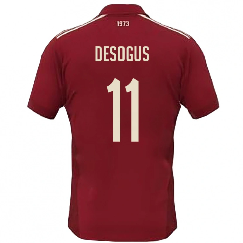 Danxen Dames Jacopo Desogus #11 Bourgondië Wit Thuisshirt Thuistenue 2025/26 T-Shirt België