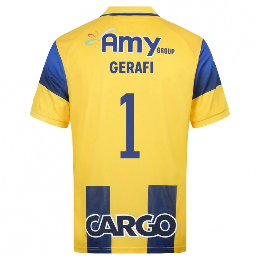 Danxen Dames Yoav Gerafi #1 Geel Donkerblauw Thuisshirt Thuistenue 2025/26 T-Shirt België