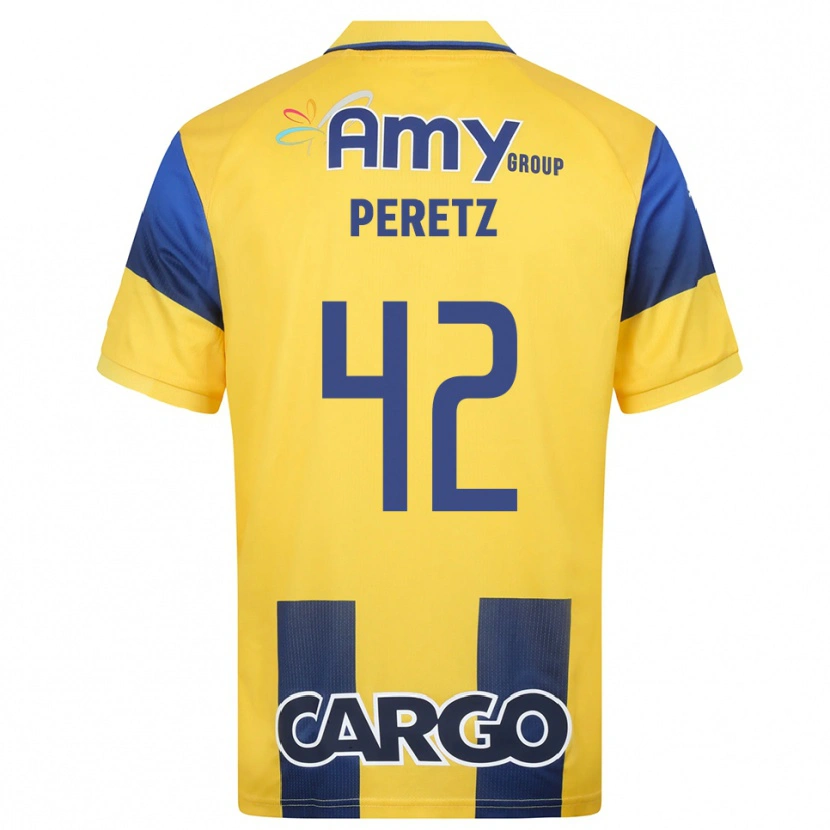 Danxen Dames Dor Peretz #42 Geel Donkerblauw Thuisshirt Thuistenue 2025/26 T-Shirt België