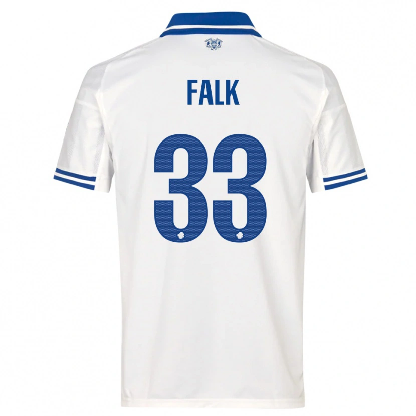 Danxen Dames Rasmus Falk #33 Wit Blauw Thuisshirt Thuistenue 2025/26 T-Shirt België