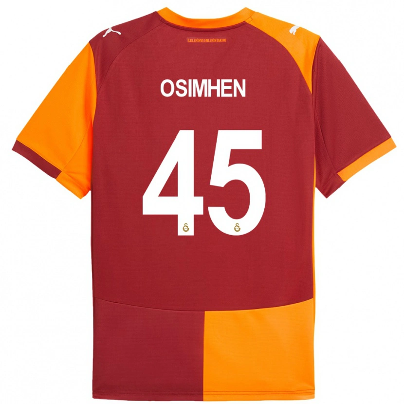 Danxen Dames Victor Osimhen #45 Rood Oranje Thuisshirt Thuistenue 2025/26 T-Shirt België