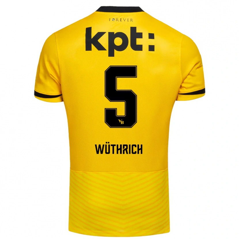 Danxen Dames Gregory Wüthrich #5 Geel Zwart Thuisshirt Thuistenue 2025/26 T-Shirt België