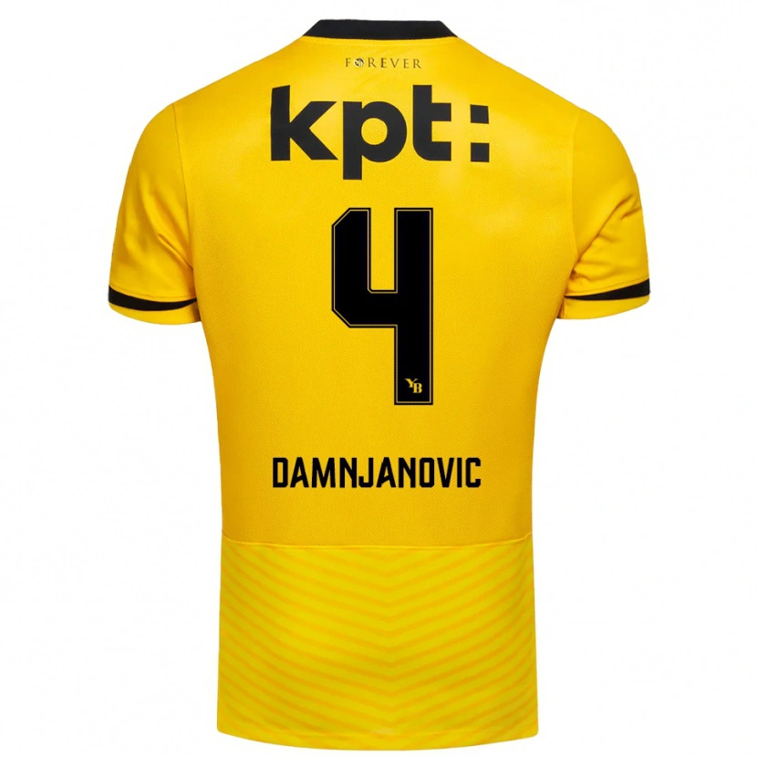 Danxen Dames Lazar Damnjanovic #4 Geel Zwart Thuisshirt Thuistenue 2025/26 T-Shirt België