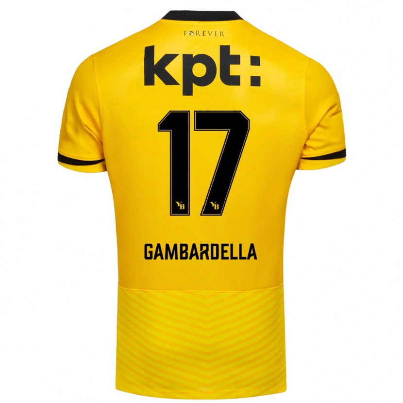 Danxen Dames Matteo Gambardella #17 Geel Zwart Thuisshirt Thuistenue 2025/26 T-Shirt België