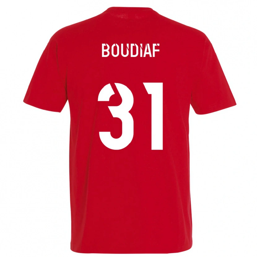 Danxen Dames Ryad Boudiaf #31 Rood Geel Thuisshirt Thuistenue 2025/26 T-Shirt België