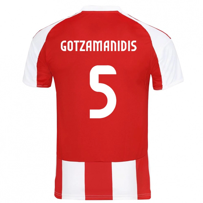 Danxen Dames Nikolaos Gotzamanidis #5 Rood Wit Thuisshirt Thuistenue 2025/26 T-Shirt België