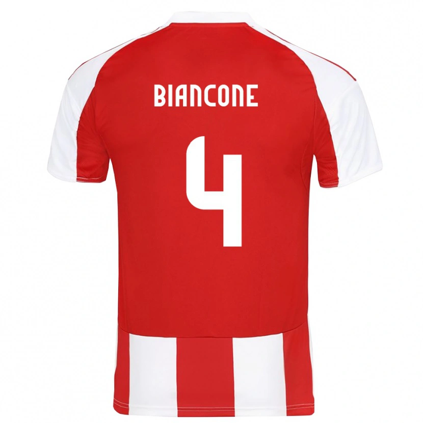 Danxen Dames Giulian Biancone #4 Rood Wit Thuisshirt Thuistenue 2025/26 T-Shirt België