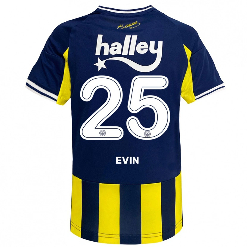 Danxen Dames Yiğit Evin #25 Geel Donkerblauw Wit Thuisshirt Thuistenue 2025/26 T-Shirt België