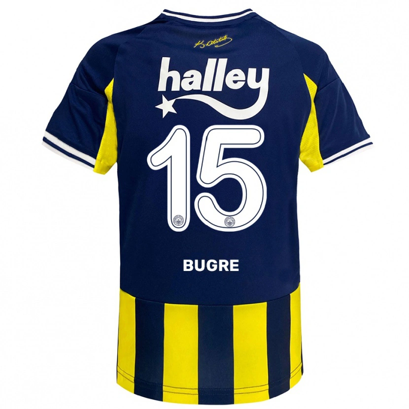 Danxen Dames Azumah Bugre #15 Geel Donkerblauw Wit Thuisshirt Thuistenue 2025/26 T-Shirt België