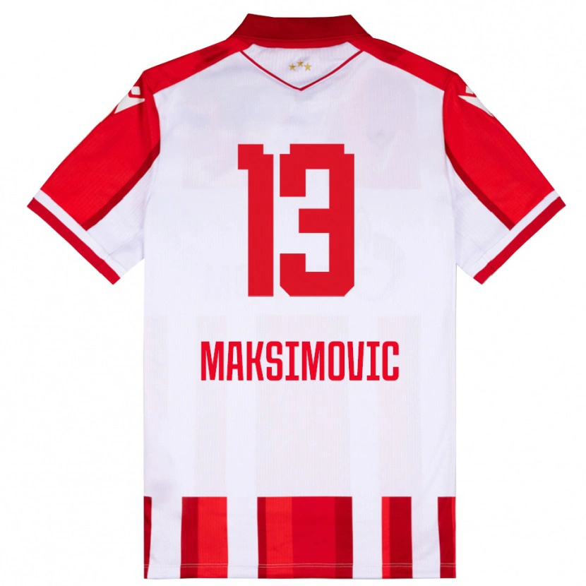 Danxen Dames Filip Maksimovic #13 Rood Wit Thuisshirt Thuistenue 2025/26 T-Shirt België