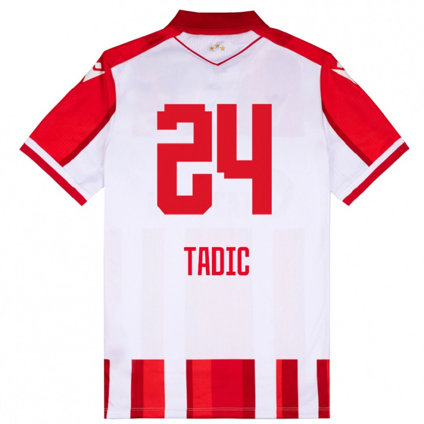 Danxen Dames Ilija Tadic #24 Rood Wit Thuisshirt Thuistenue 2025/26 T-Shirt België