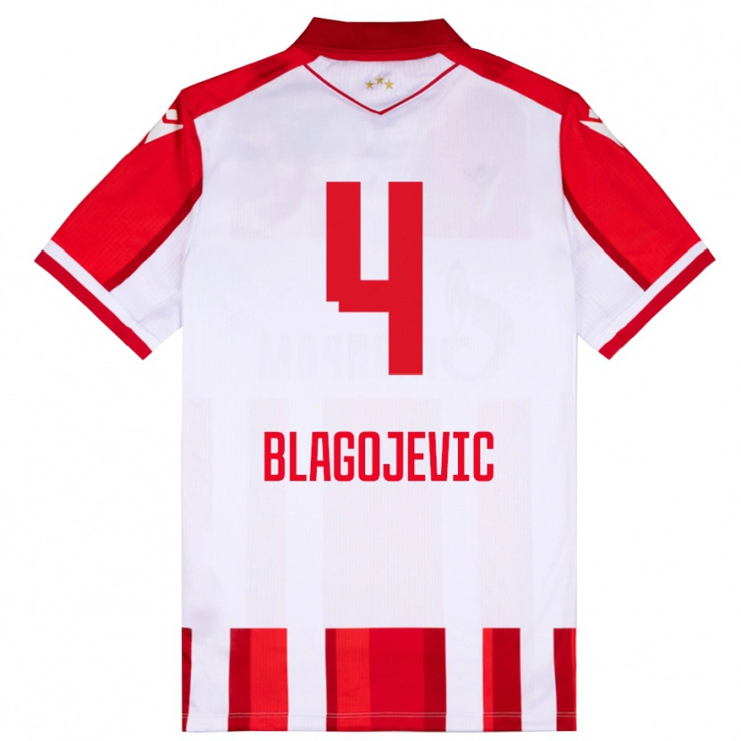 Danxen Dames Niksa Blagojevic #4 Rood Wit Thuisshirt Thuistenue 2025/26 T-Shirt België
