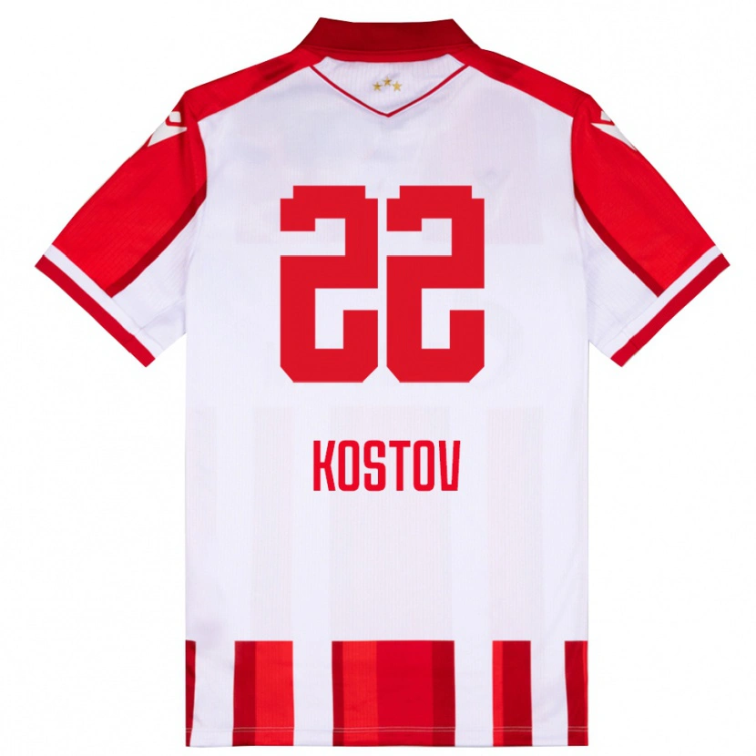 Danxen Dames Vasilije Kostov #22 Rood Wit Thuisshirt Thuistenue 2025/26 T-Shirt België