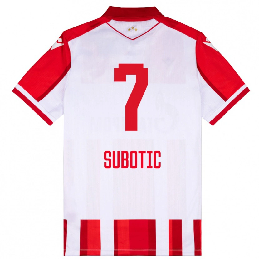 Danxen Dames Vasilije Subotic #7 Rood Wit Thuisshirt Thuistenue 2025/26 T-Shirt België