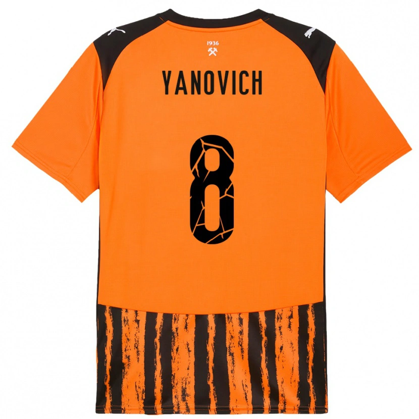 Danxen Dames Yevgen Yanovich #8 Oranje Zwart Thuisshirt Thuistenue 2025/26 T-Shirt België
