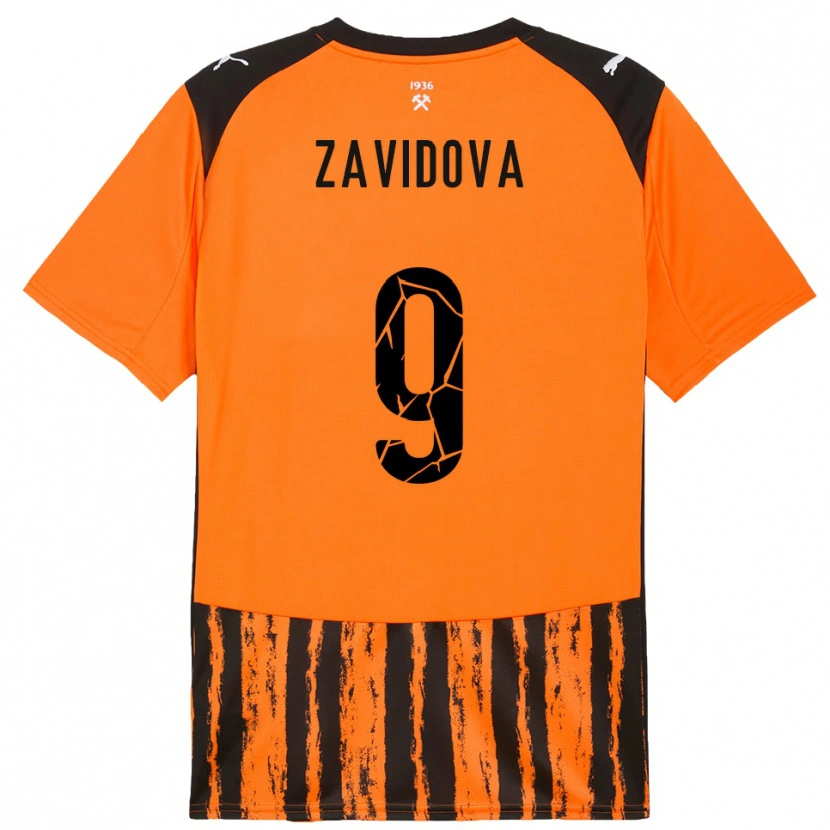 Danxen Dames Yuliana Zavidova #9 Oranje Zwart Thuisshirt Thuistenue 2025/26 T-Shirt België