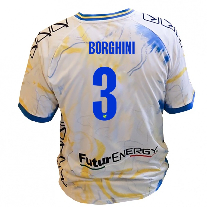 Danxen Dames Giacomo Borghini #3 Wit Geel Blauw Uitshirt Uittenue 2025/26 T-Shirt België