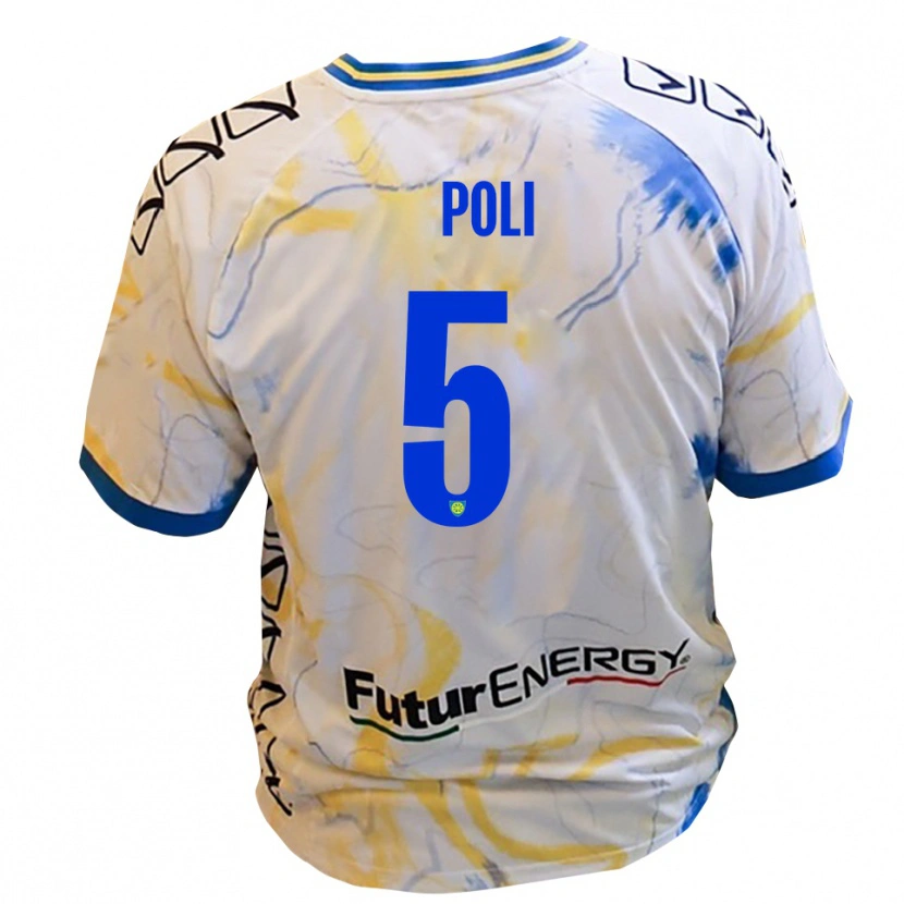 Danxen Dames Lorenzo Poli #5 Wit Geel Blauw Uitshirt Uittenue 2025/26 T-Shirt België
