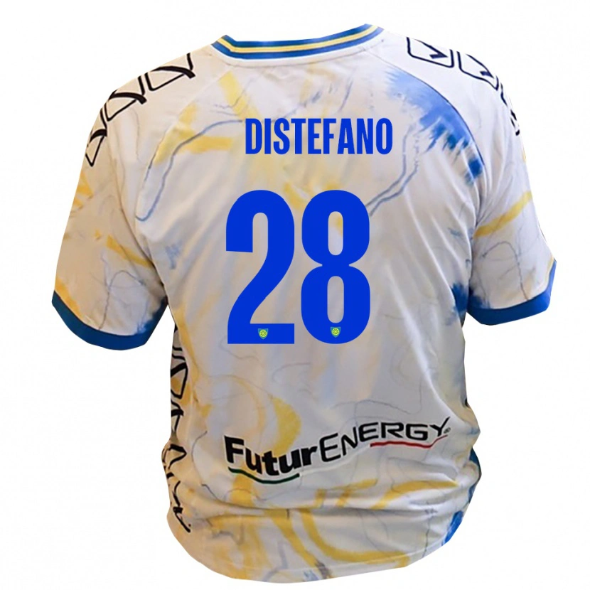 Danxen Dames Filippo Distefano #28 Wit Geel Blauw Uitshirt Uittenue 2025/26 T-Shirt België