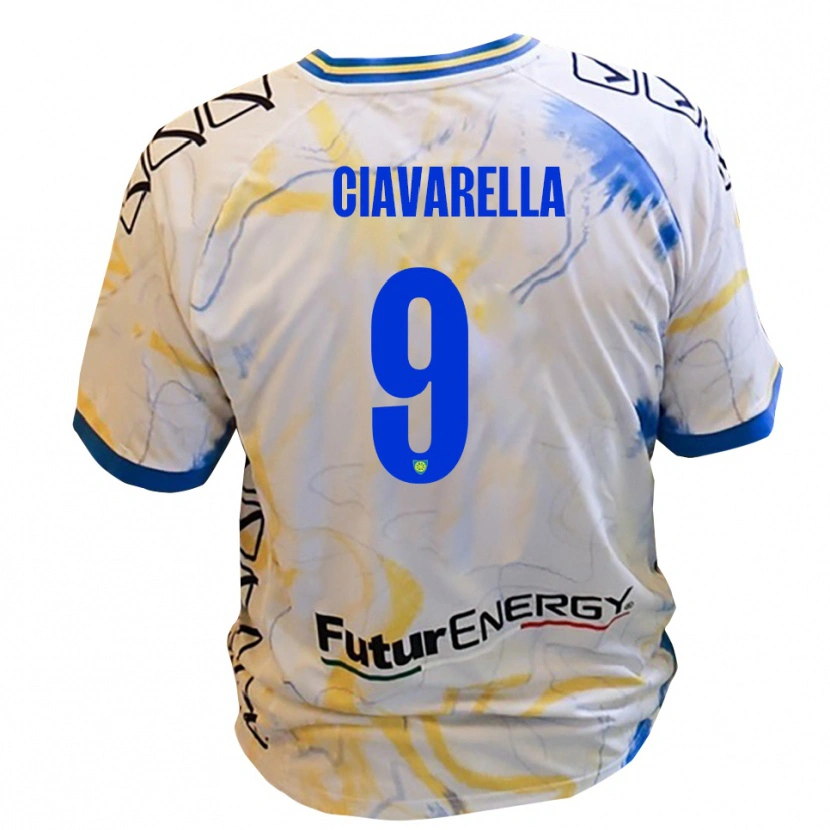 Danxen Dames Jacopo Ciavarella #9 Wit Geel Blauw Uitshirt Uittenue 2025/26 T-Shirt België