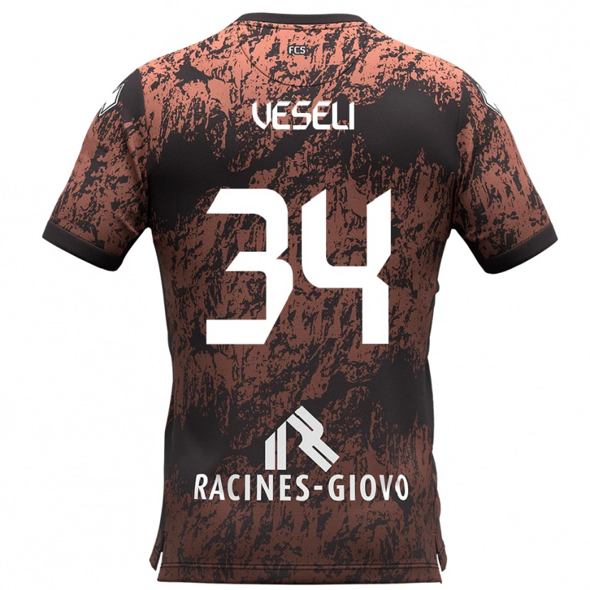 Danxen Dames Frédéric Veseli #34 Bruin Zwart Uitshirt Uittenue 2025/26 T-Shirt België