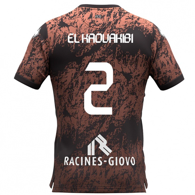 Danxen Dames Hamza El Kaouakibi #2 Bruin Zwart Uitshirt Uittenue 2025/26 T-Shirt België